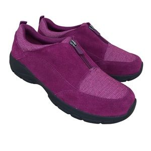 Lands’ End Women's All Weather Insulated Purple Suede Leather Zip Moc Shoes 11